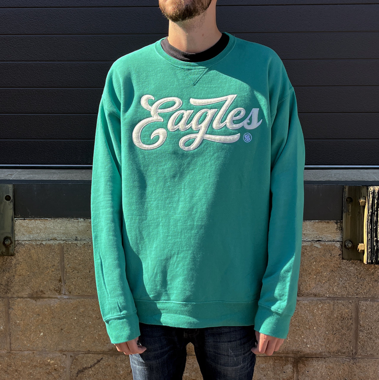 "Eagle Script" Rich Green Grass Crewneck