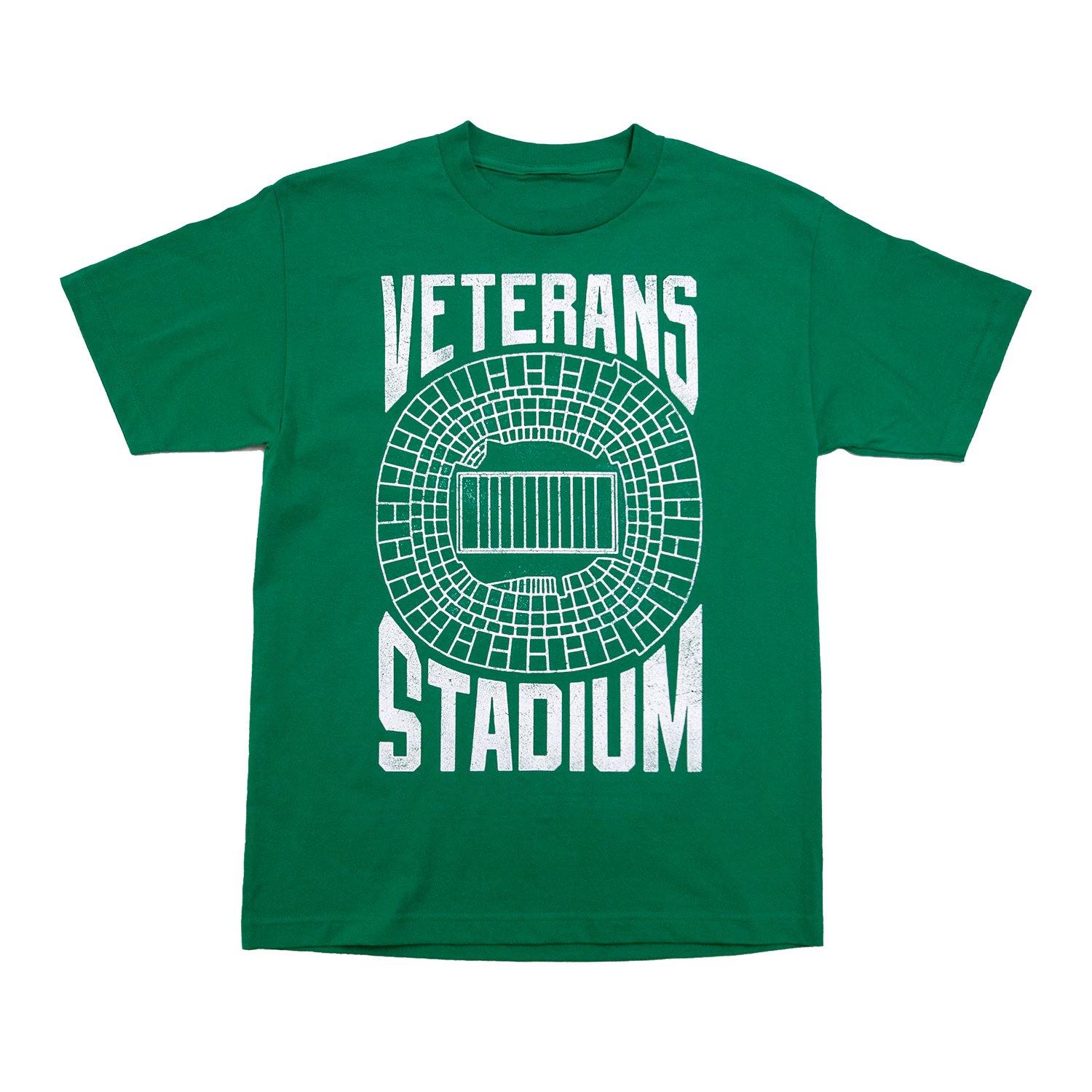 VETERANS STADIUM PHILADELPHIA EAGLES RETRO KELLY GREEN ADULT T-SHIRT -  Bucks County Baseball Co.